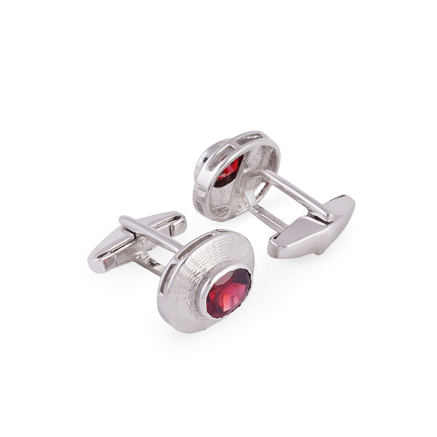 Sterling Silver Garnet Cufflinks