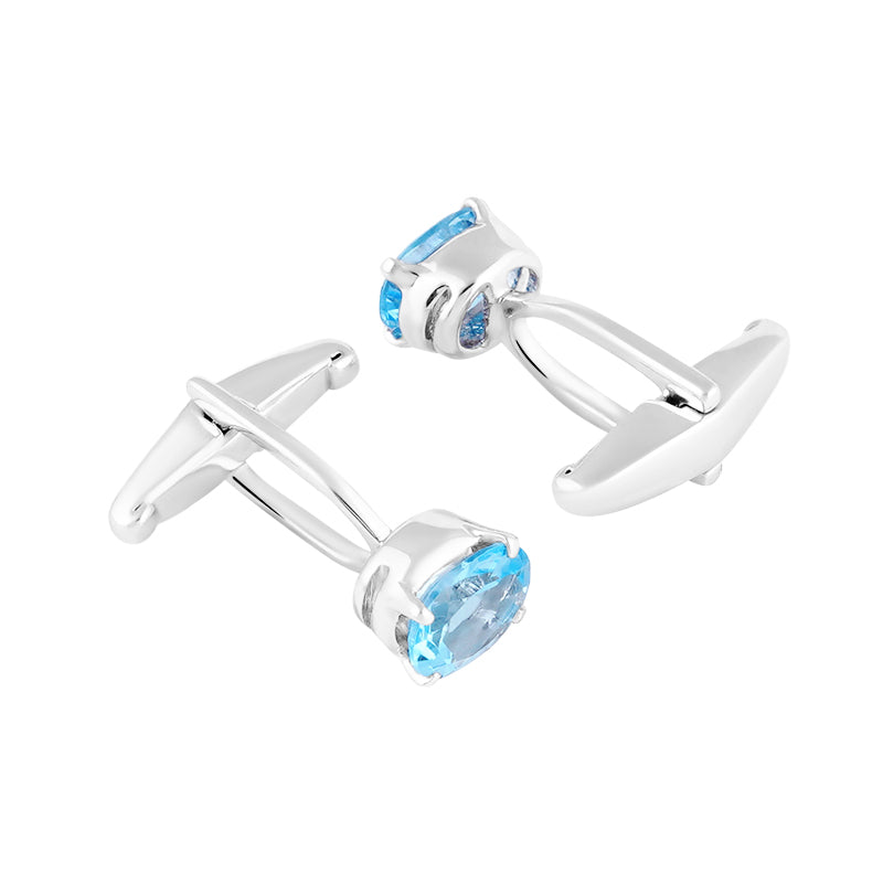 Sterling Silver Blue Topaz Cufflinks