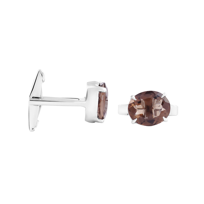 Sterling Silver Smokey Topaz Cufflinks