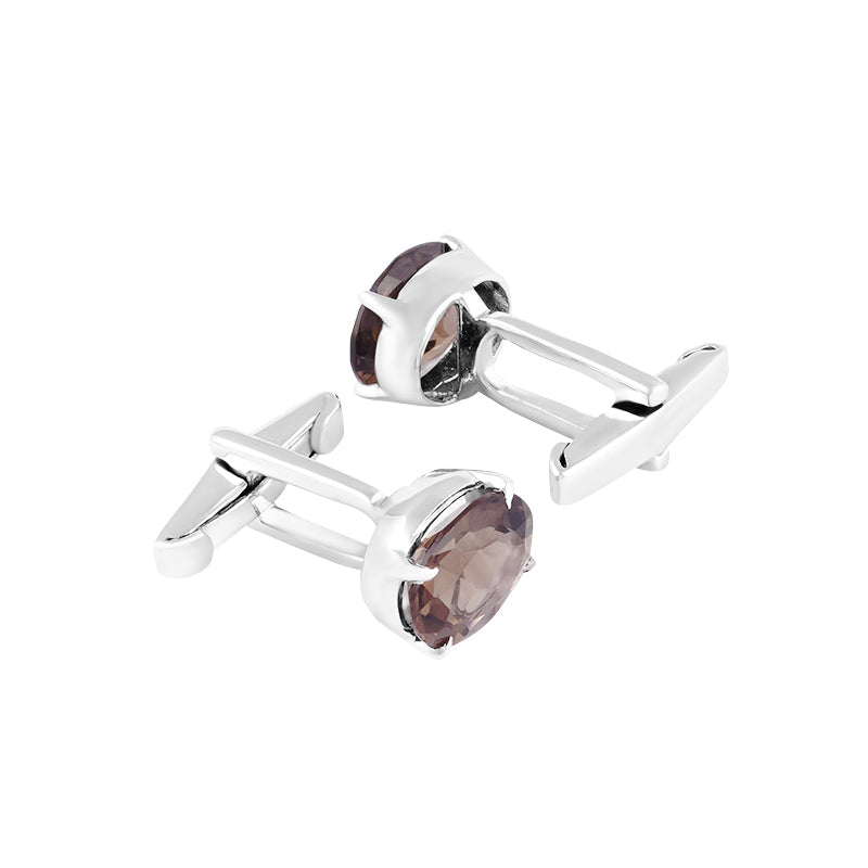 Sterling Silver Smokey Topaz Cufflinks