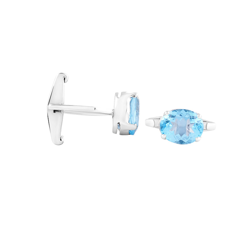 Sterling Silver Blue Topaz Cufflinks