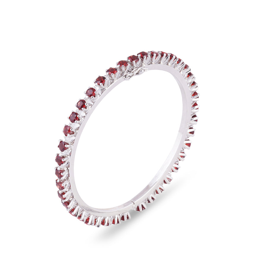 Sterling Silver Garnet Bangle