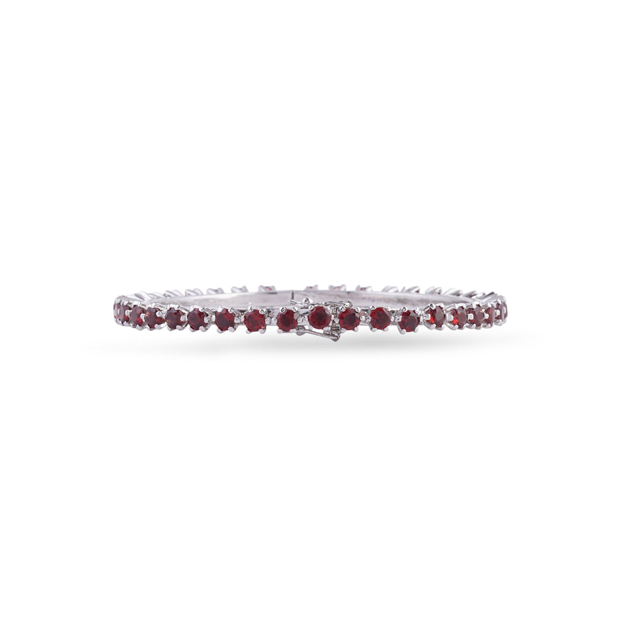 Sterling Silver Garnet Bangle