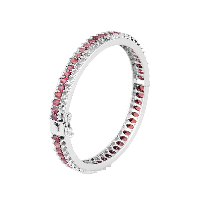 Sterling Silver Garnet Bangle