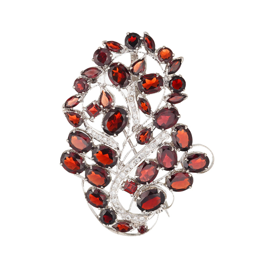 Garnet & Zircon Brooch in Sterling Silver