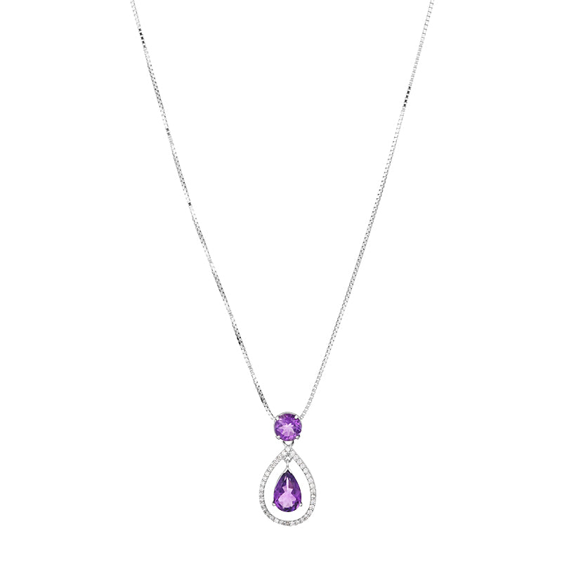 Sterling Silver Amethyst & Zircon Pendant