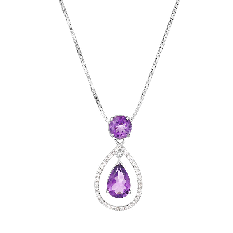 Sterling Silver Amethyst & Zircon Pendant