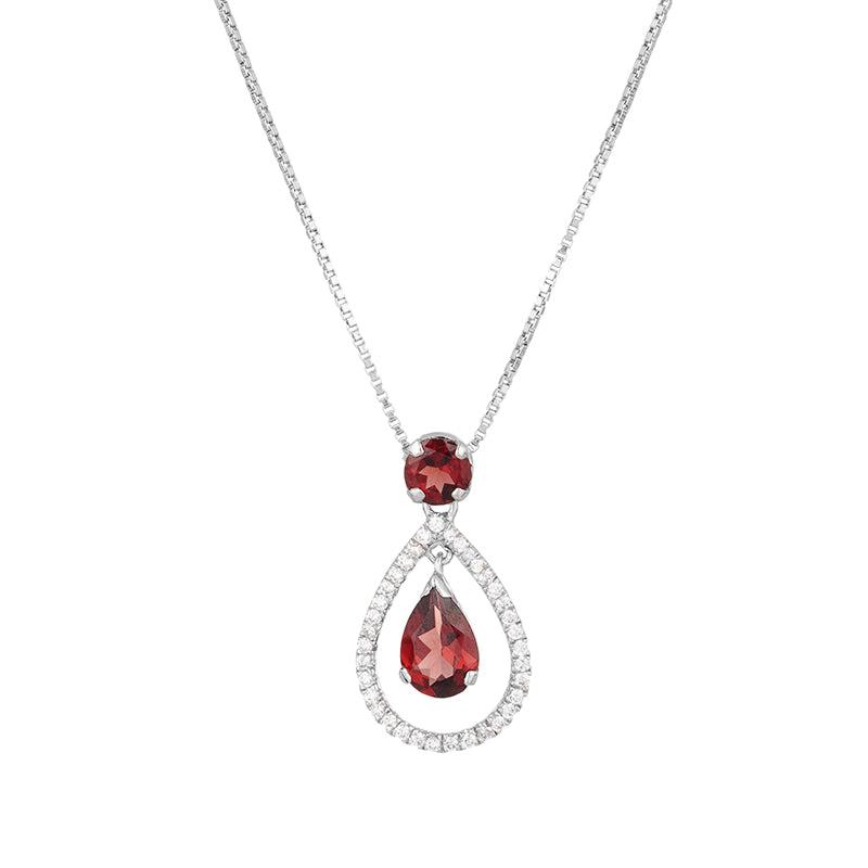 Sterling Silver Garnet & Zircon Pendant