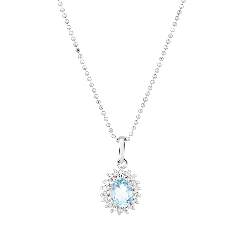 Sterling Silver Blue Topaz & Zircon Pendant