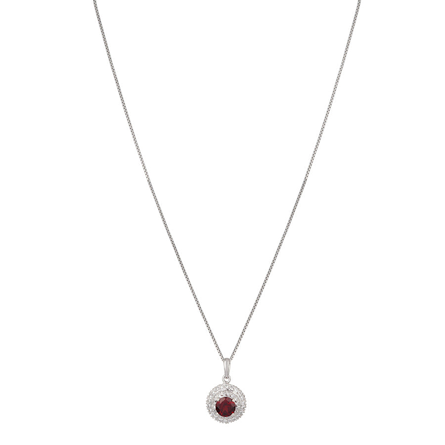 Sterling Silver Garnet & Zircon Pendant