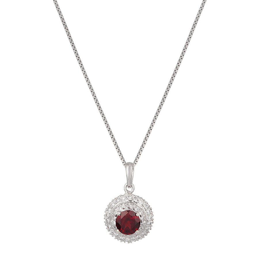 Sterling Silver Garnet & Zircon Pendant