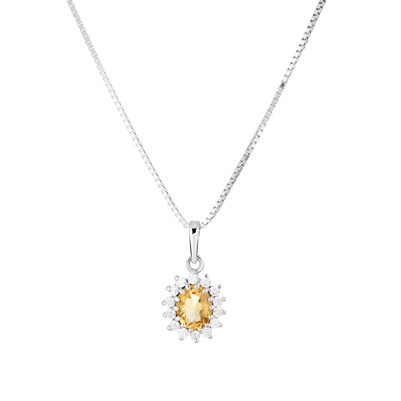 Sterling Silver Golden Topaz & Zircon Pendant