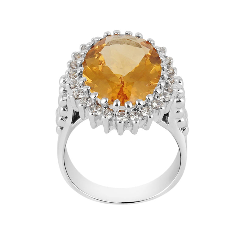 Golden Topaz & Zircon Ring in Sterling Silver