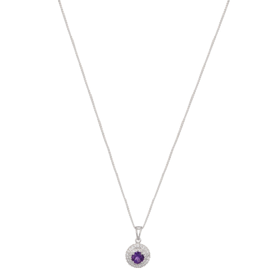 Sterling Silver Amethyst & Zircon Pendant