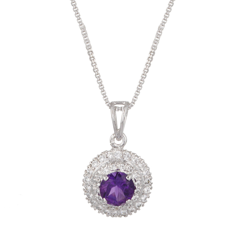 Sterling Silver Amethyst & Zircon Pendant