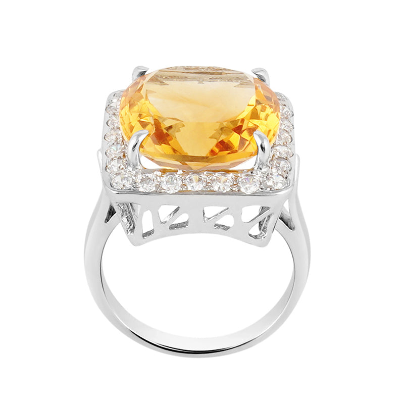 Golden Topaz & Zircon Ring in Sterling Silver