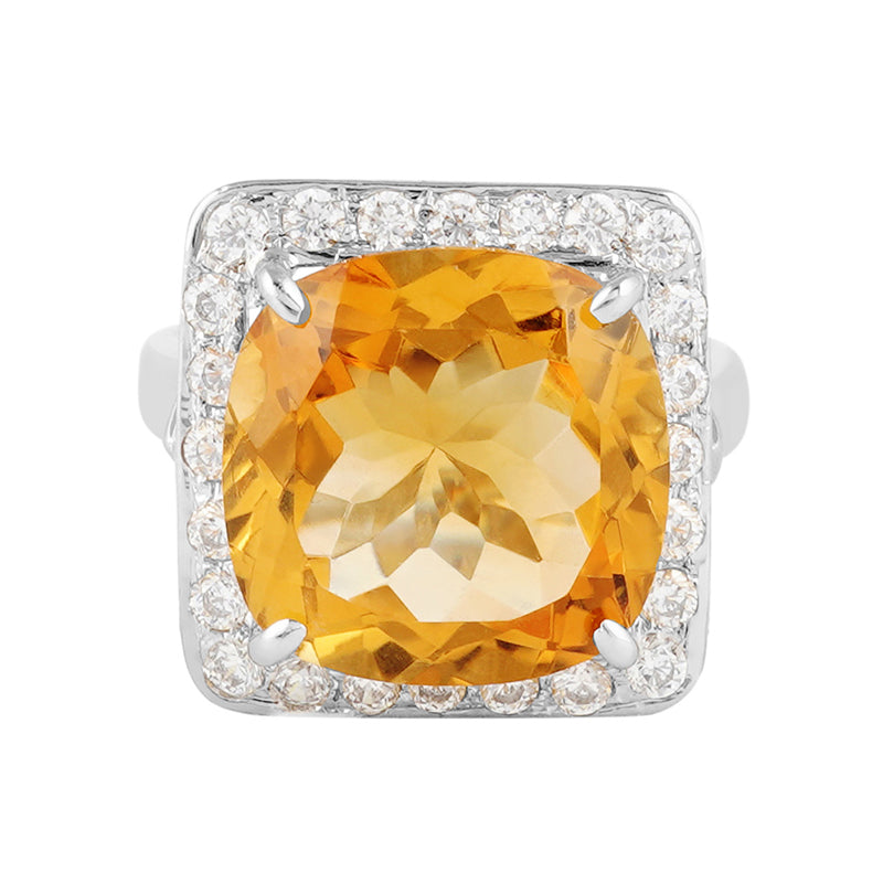 Golden Topaz & Zircon Ring in Sterling Silver