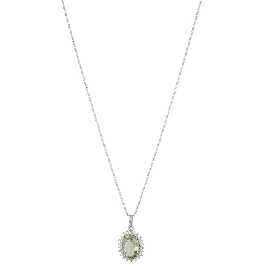 Sterling Silver Green Amethyst & Zircon Pendant