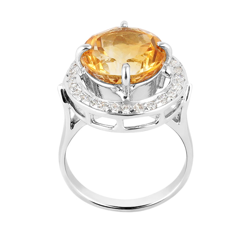 Golden Topaz & Zircon Ring in Sterling Silver