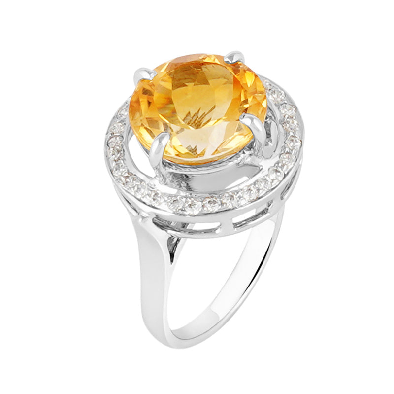 Golden Topaz & Zircon Ring in Sterling Silver