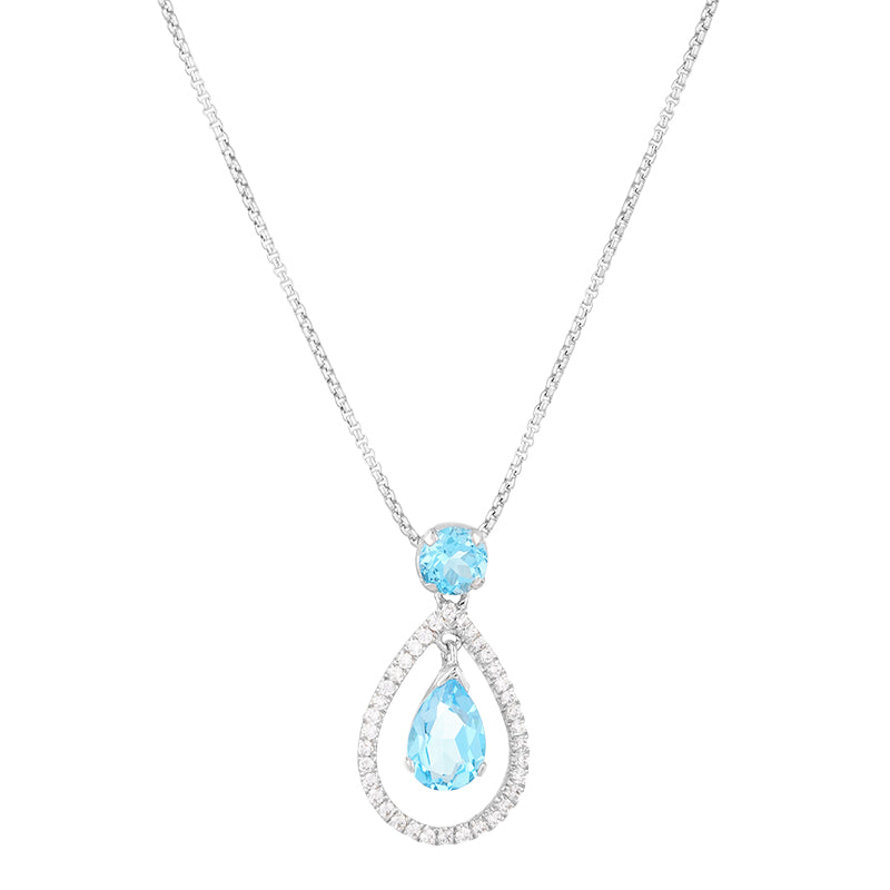 Sterling Silver Blue Topaz & Zircon Pendant