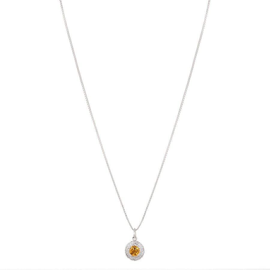 Sterling Silver Golden Topaz & Zircon Pendant