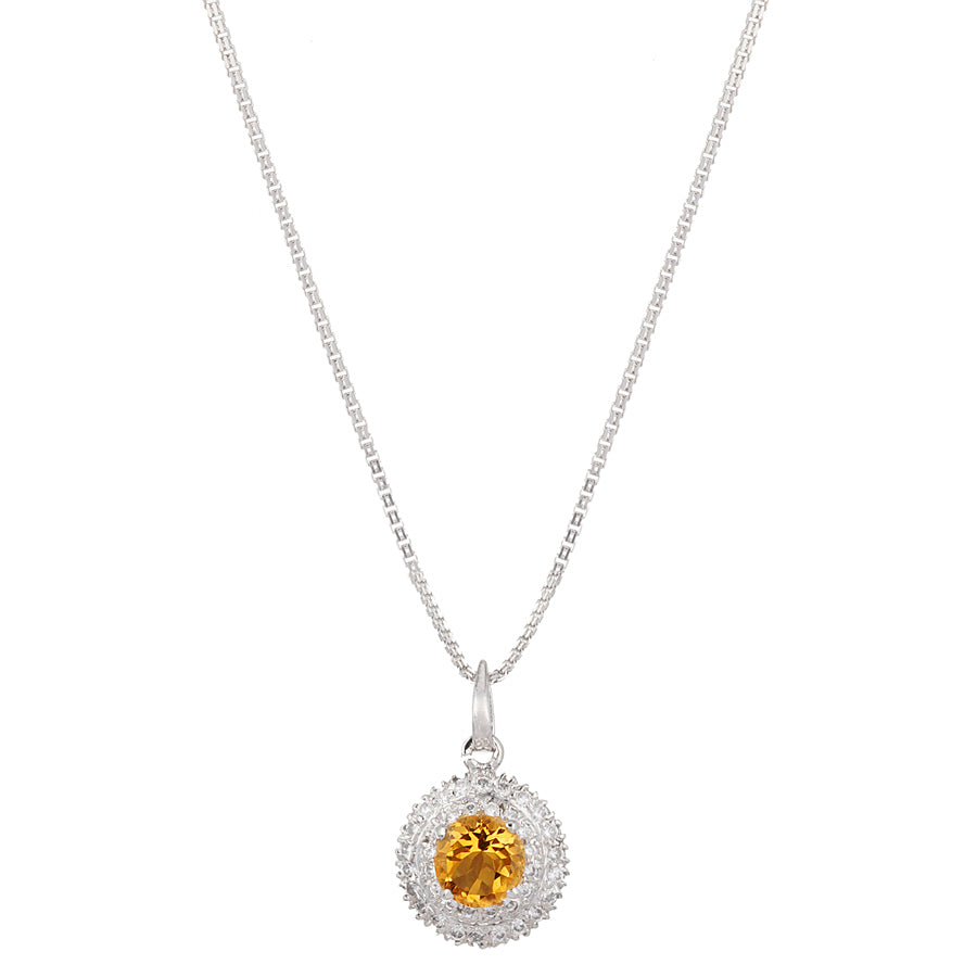 Sterling Silver Golden Topaz & Zircon Pendant