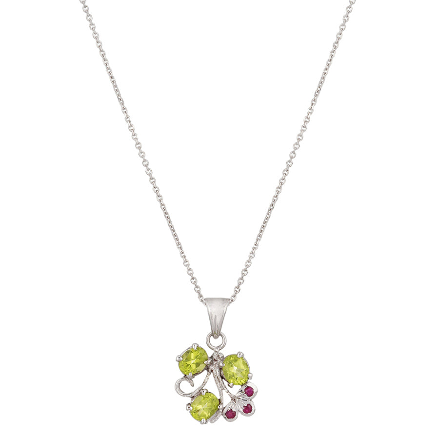 Sterling Silver Peridot & Ruby Pendant