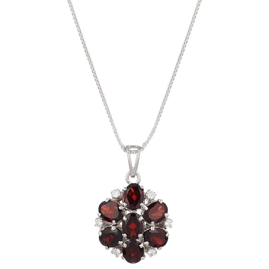 Sterling Silver Garnet & Zircon Pendant