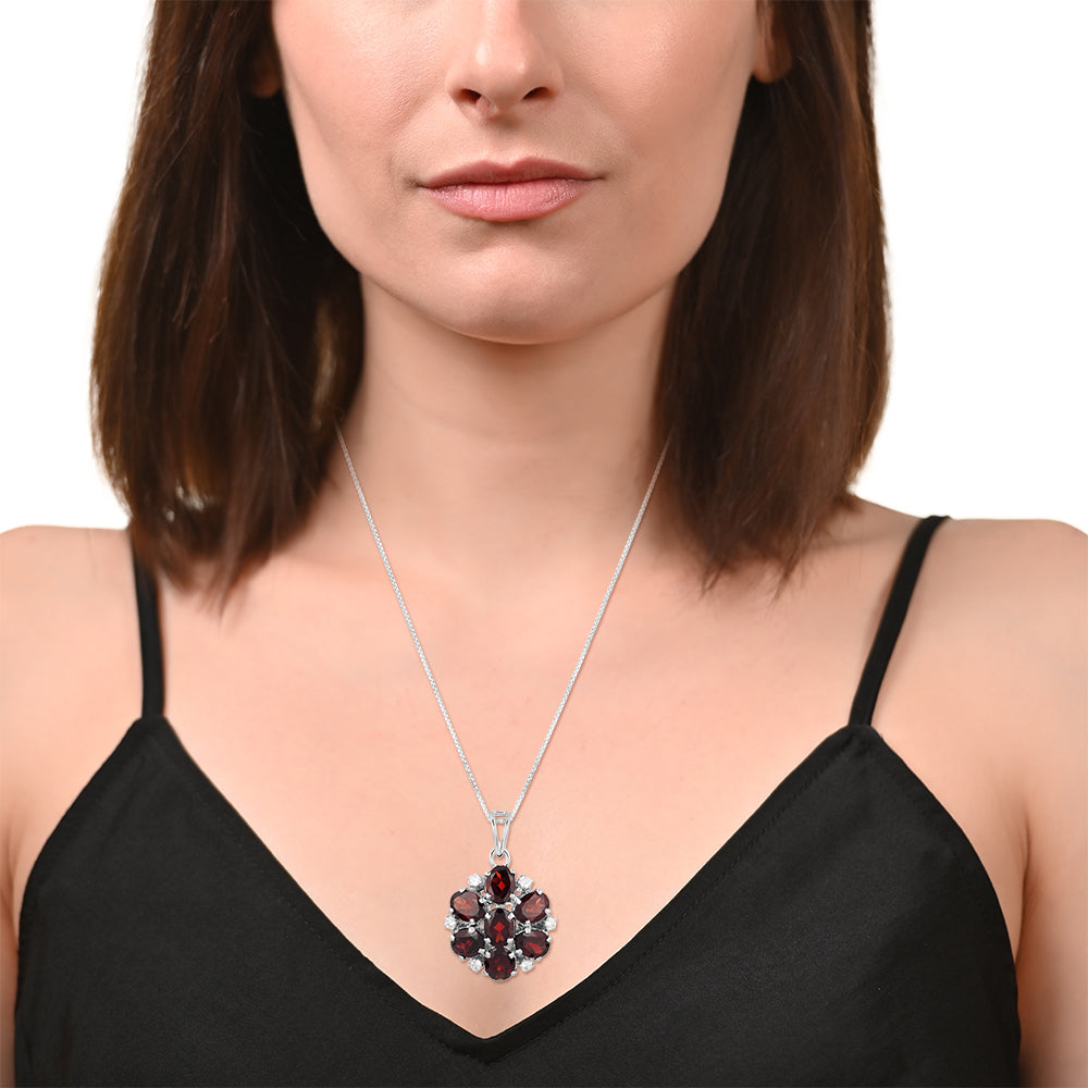 Sterling Silver Garnet & Zircon Pendant