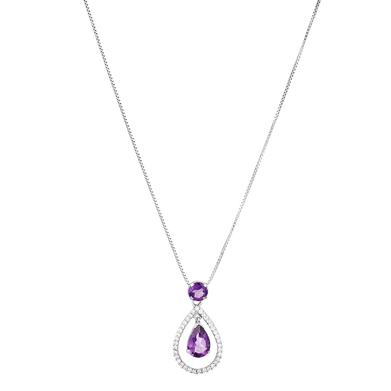 Sterling Silver Amethyst & Zircon Pendant