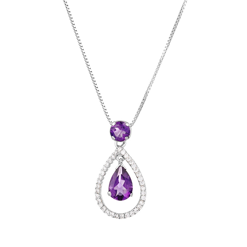 Sterling Silver Amethyst & Zircon Pendant