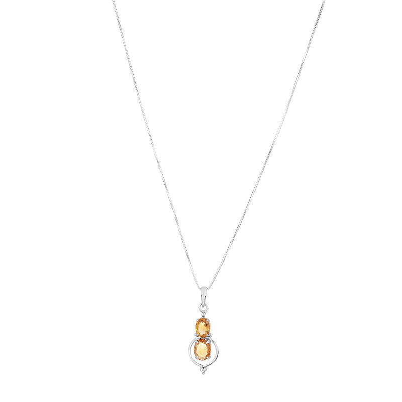 Sterling Silver Golden Topaz Pendant Set