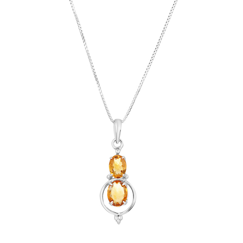 Sterling Silver Golden Topaz Pendant Set