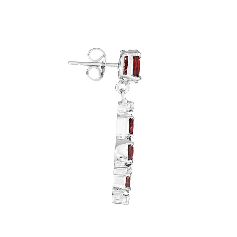 Sterling Silver Garnet & Zircon Earrings