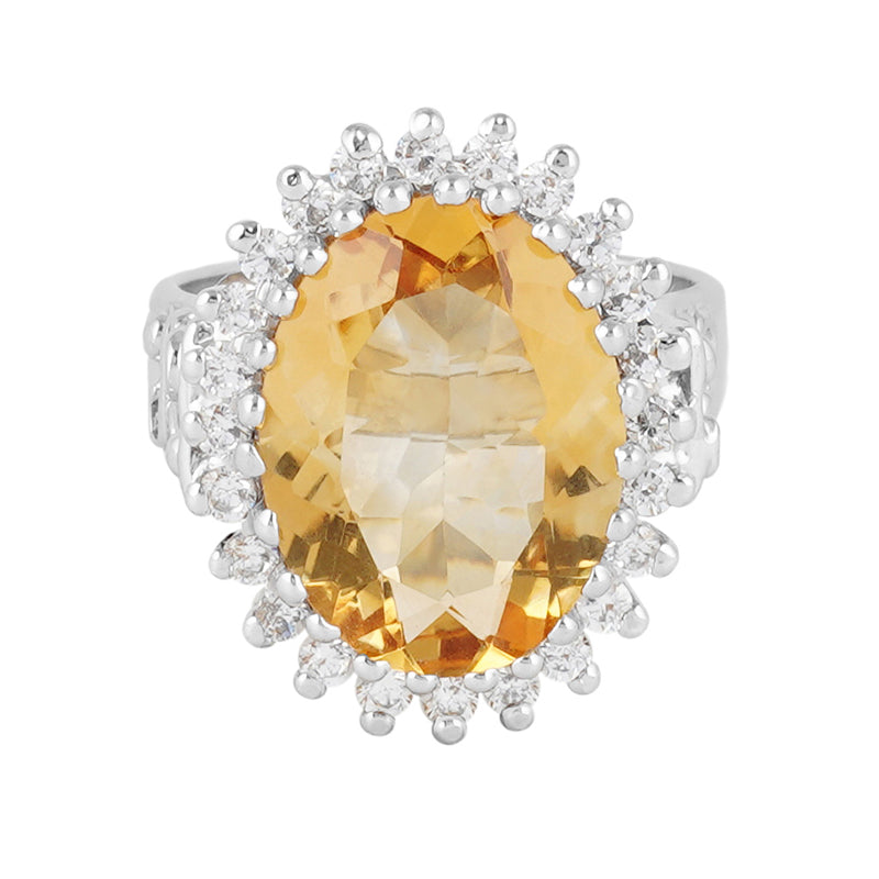 Golden Topaz & Zircon Ring in Sterling Silver