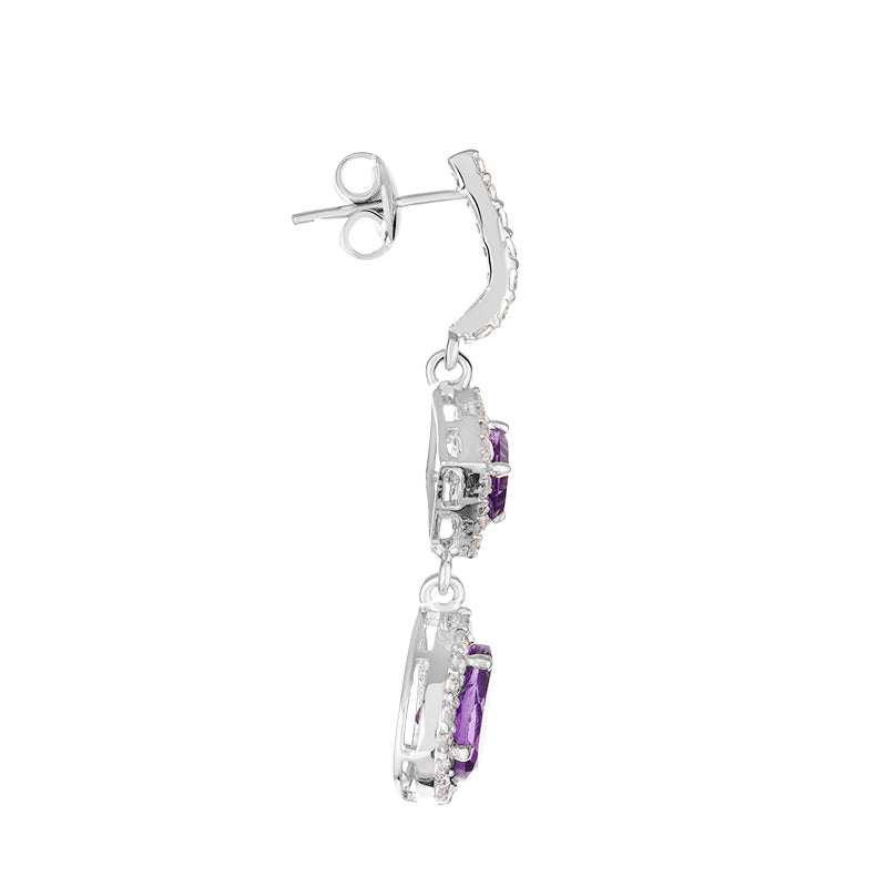 Sterling Silver Amethyst & Zircon Earrings