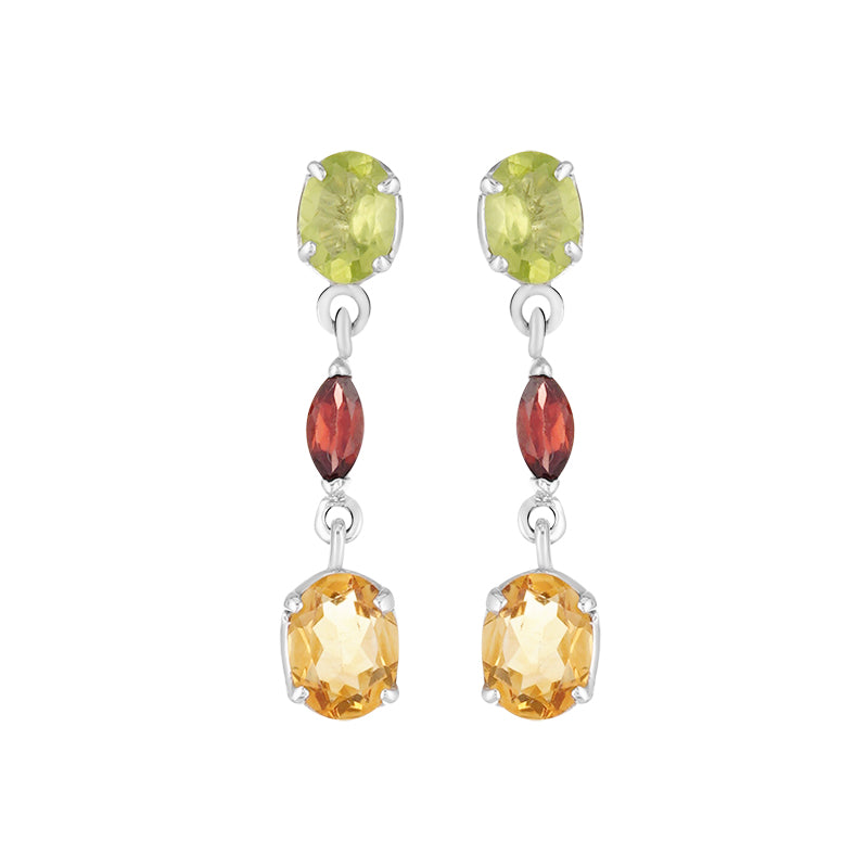 Sterling Silver Multi Stone Earrings