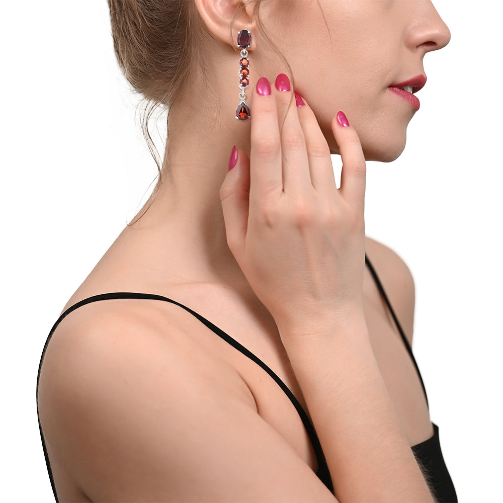 Sterling Silver Garnet Earrings