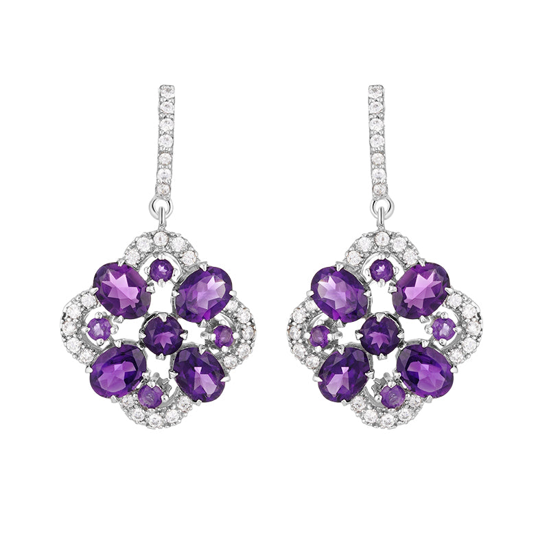 Sterling Silver Amethyst & Zircon Earrings