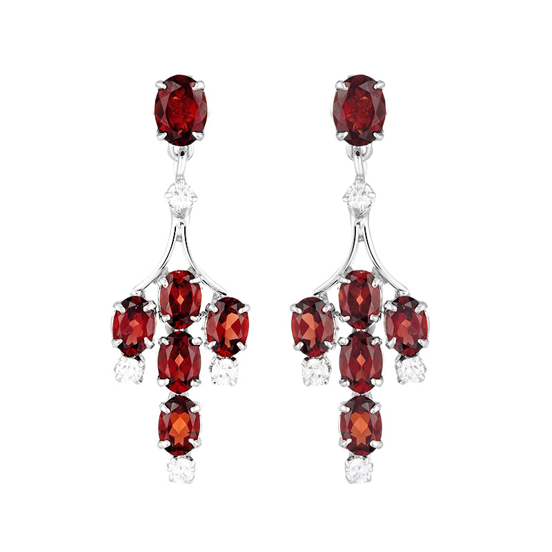 Sterling Silver Garnet & Zircon Earrings