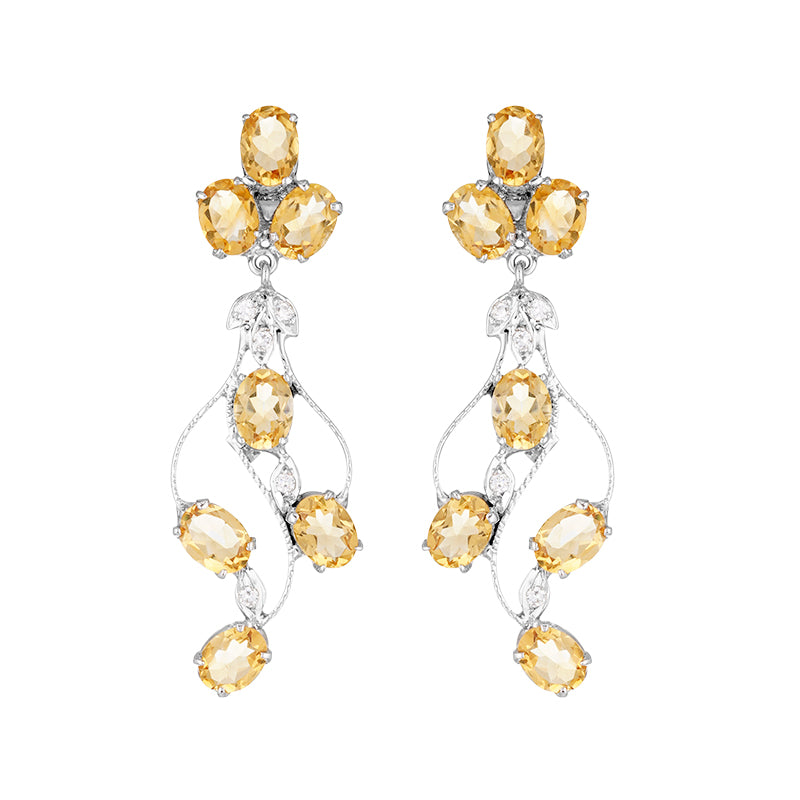 Sterling Silver Golden Topaz & Zircon Earrings