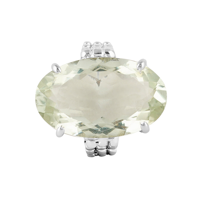 Green Amethyst Ring in Sterling Silver