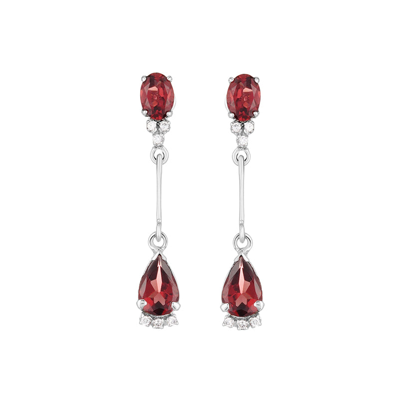 Sterling Silver Garnet & Zircon Earrings