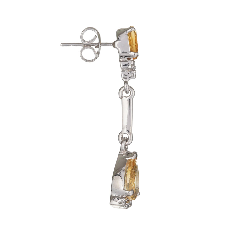 Sterling Silver Golden Topaz & Zircon Earrings