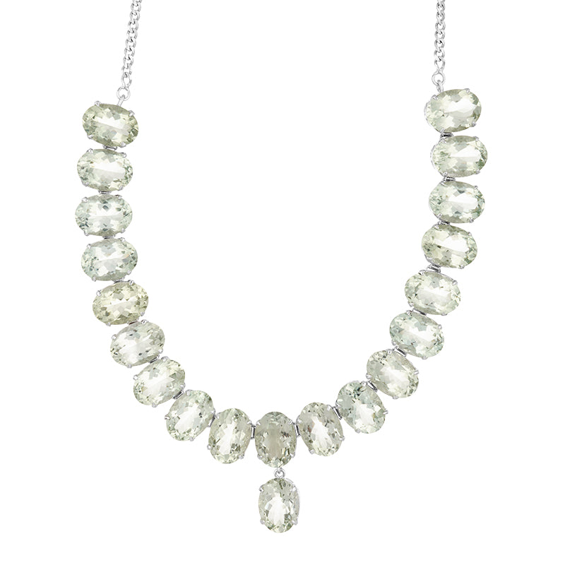 Sterling Silver Green Amethyst Necklace Set