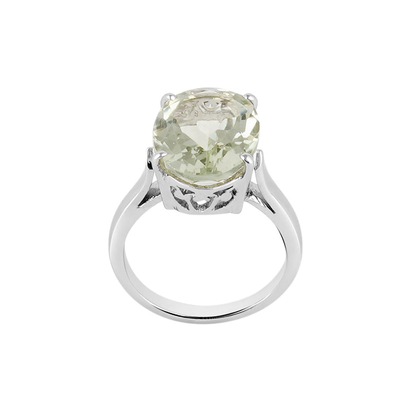 Green Amethyst Ring in Sterling Silver