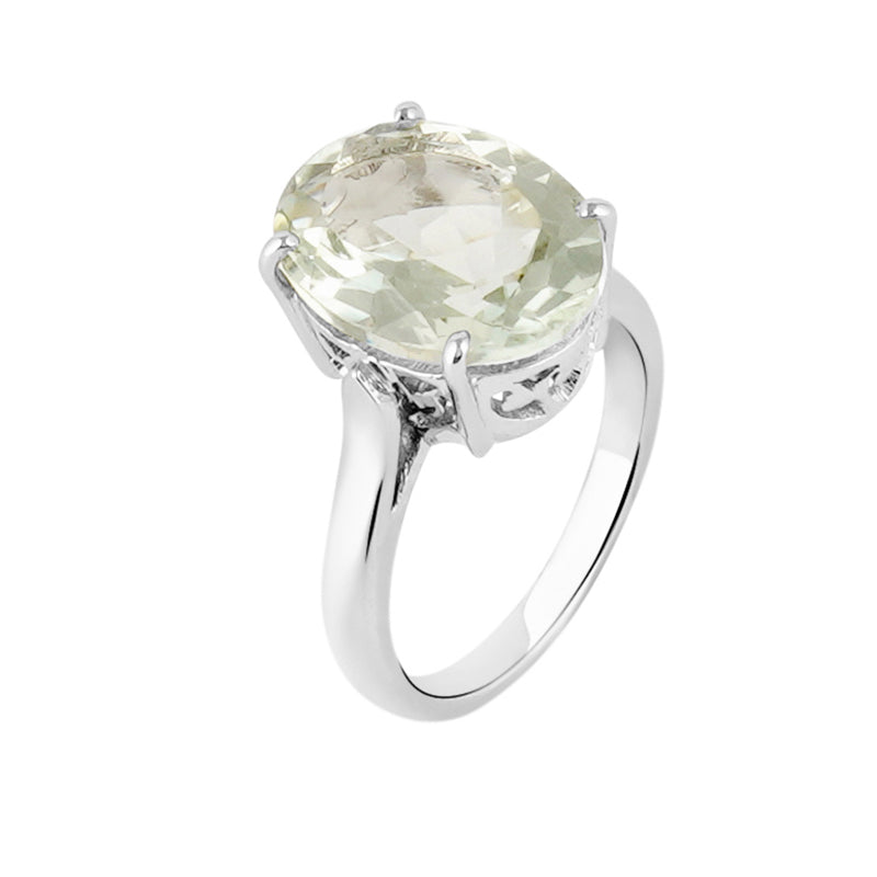 Green Amethyst Ring in Sterling Silver