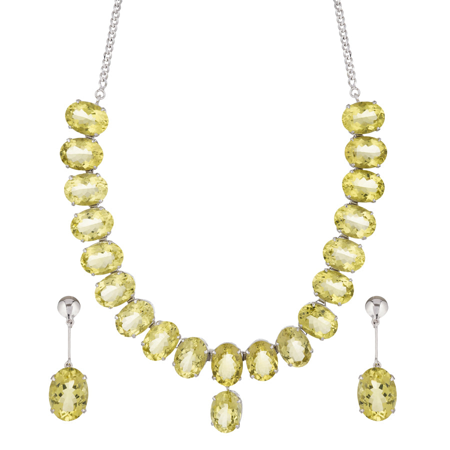 Sterling Silver Lemon Topaz Necklace Set