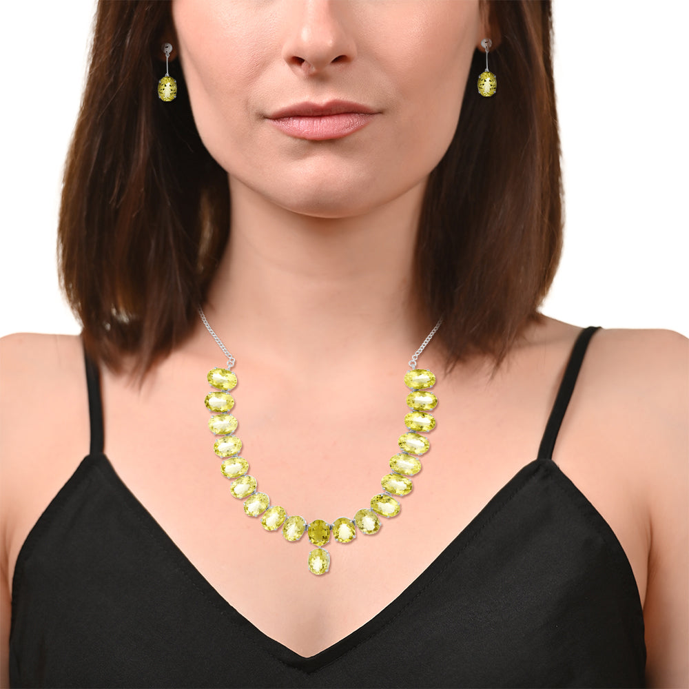 Sterling Silver Lemon Topaz Necklace Set